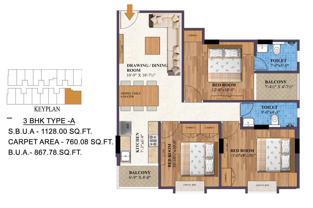3 bhk floor 1