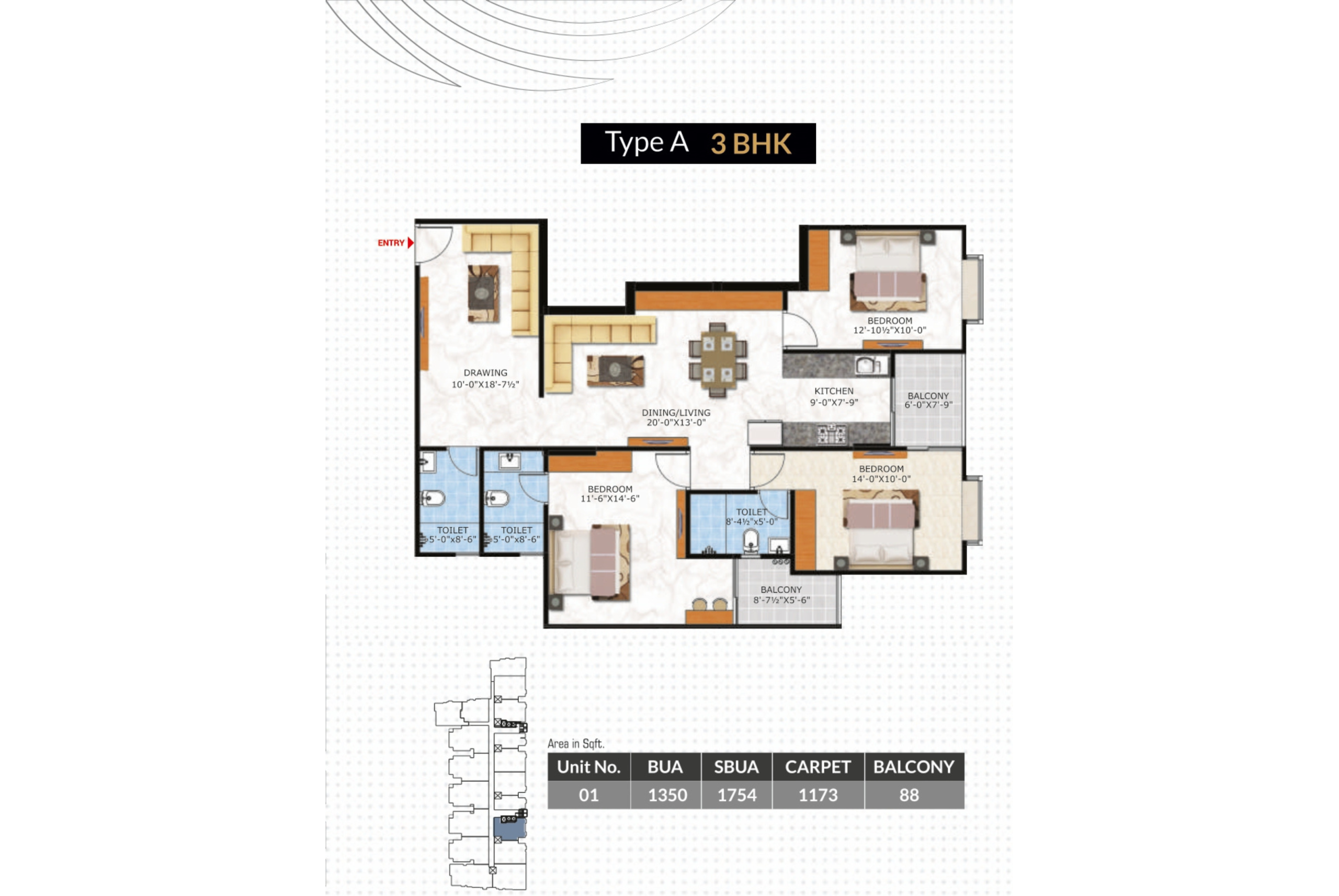 3 BHK TYPE A Type A 3 BHK - Sankalp Spectrum 21
