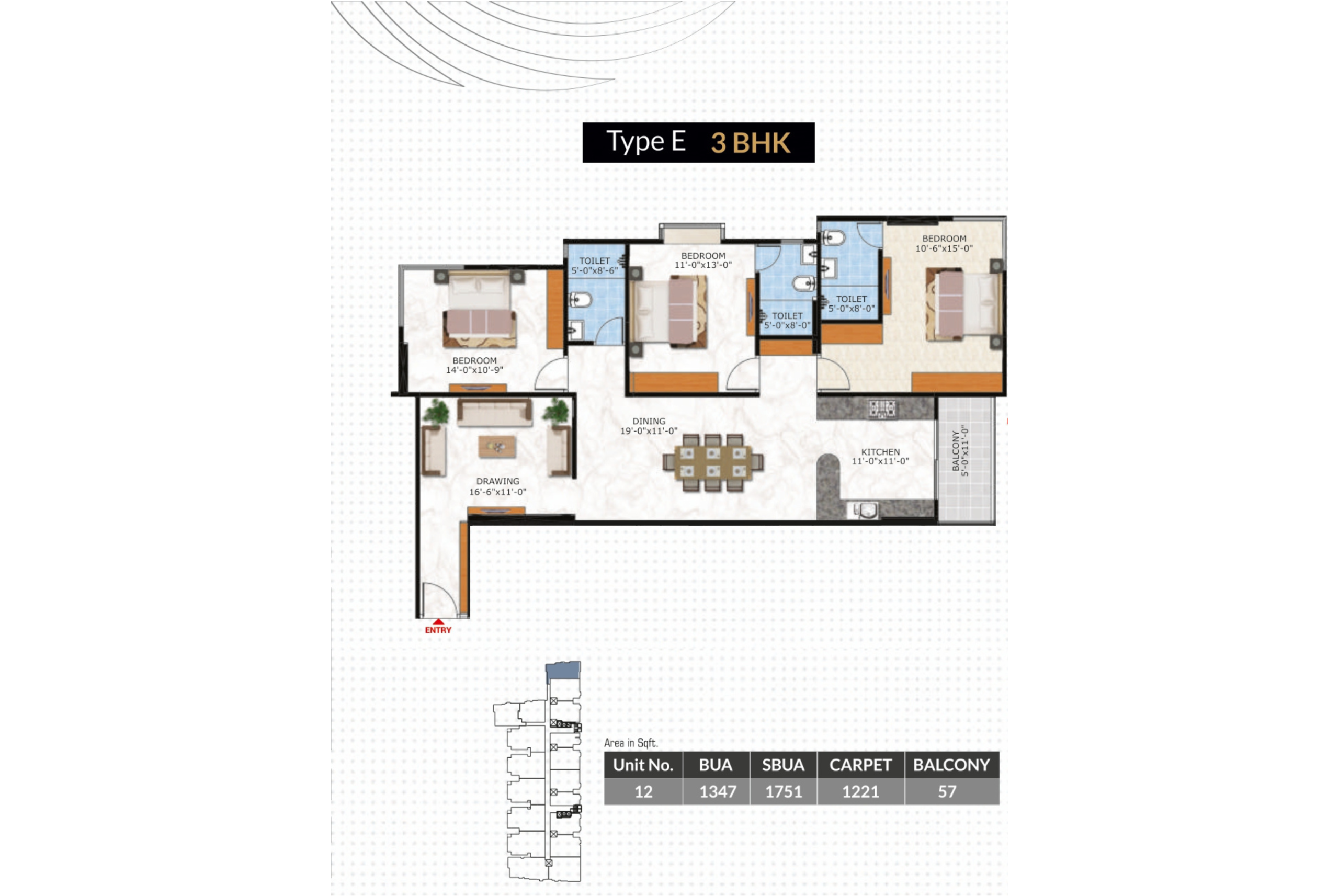 3 BHK TYPE E 3 BHK TYPE E - Sankalp Group
