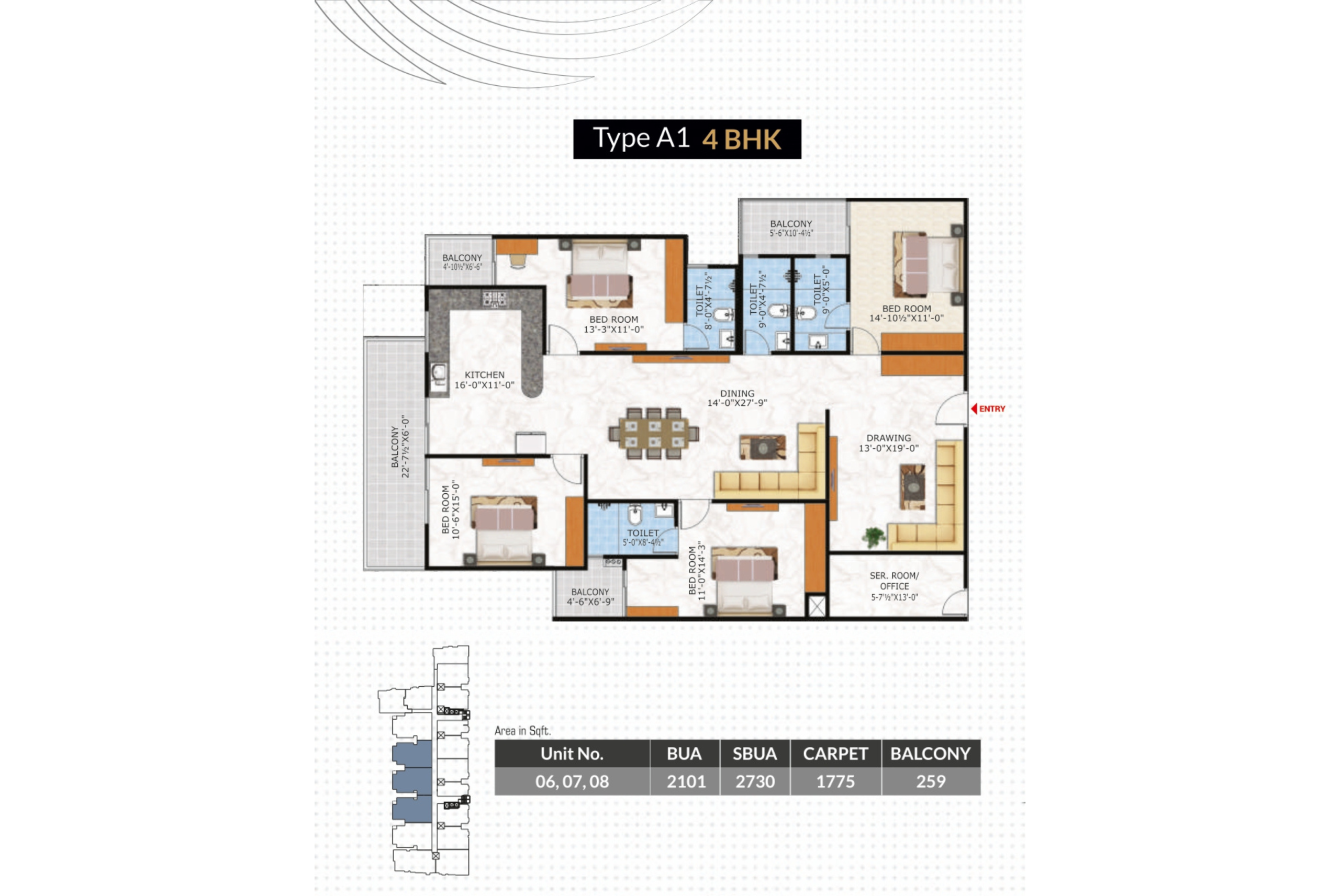4 BHK TYPE A1 4 BHK TYPE A1 - Sankalp Group